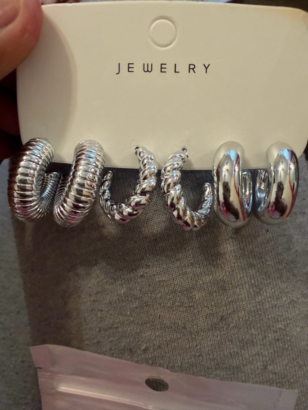 SHEIN Silver-Tone Hoop Earring Set - Shiny Silver